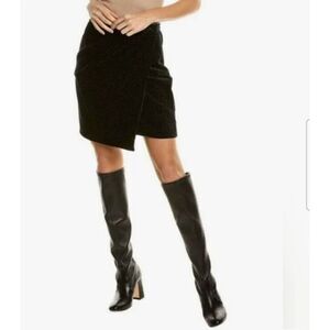 New! Theory Pleated Wrap Skirt in Dot Black Velvet, 4